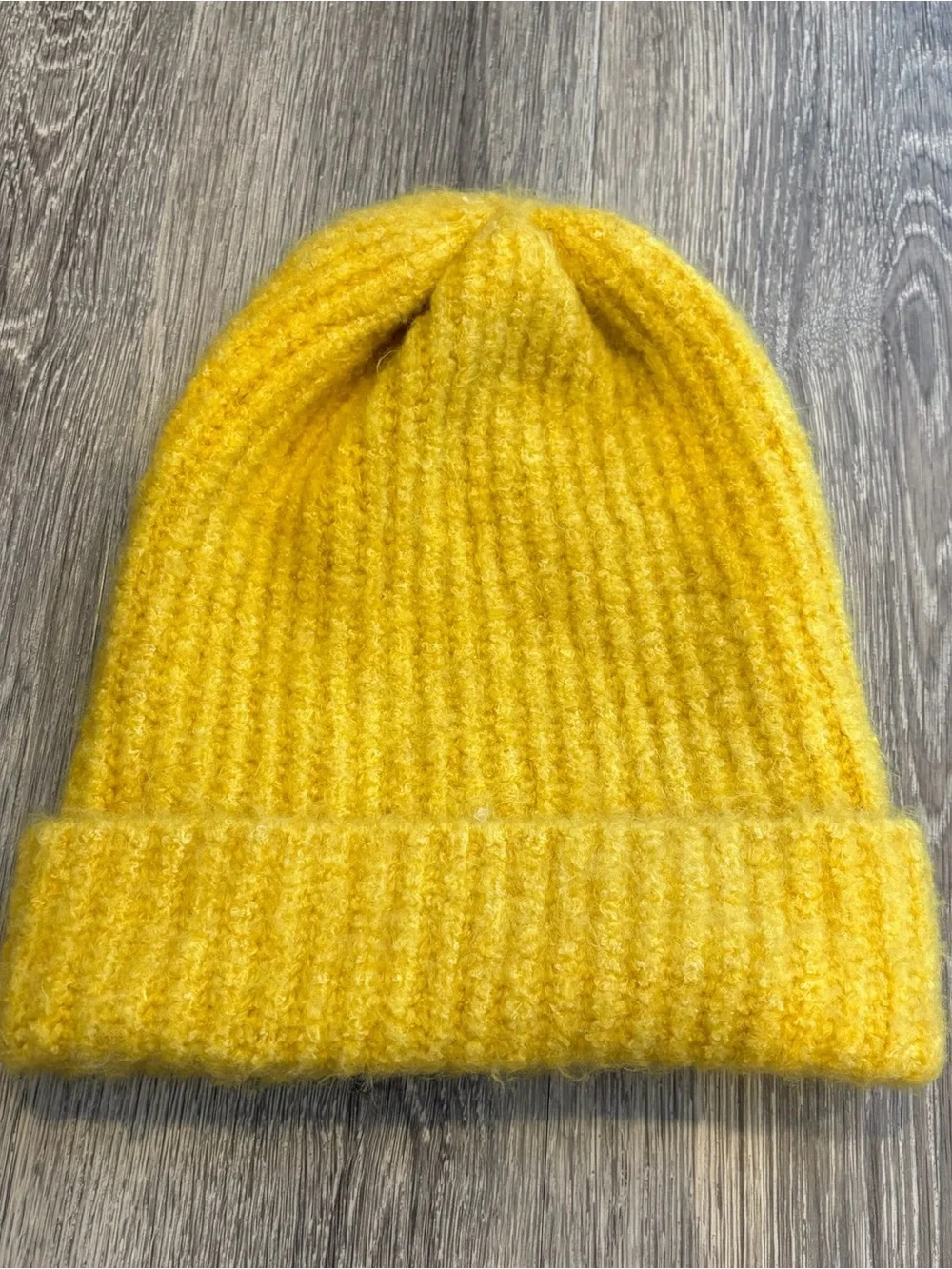 Free People Yellow Ribbed Knit Beanie